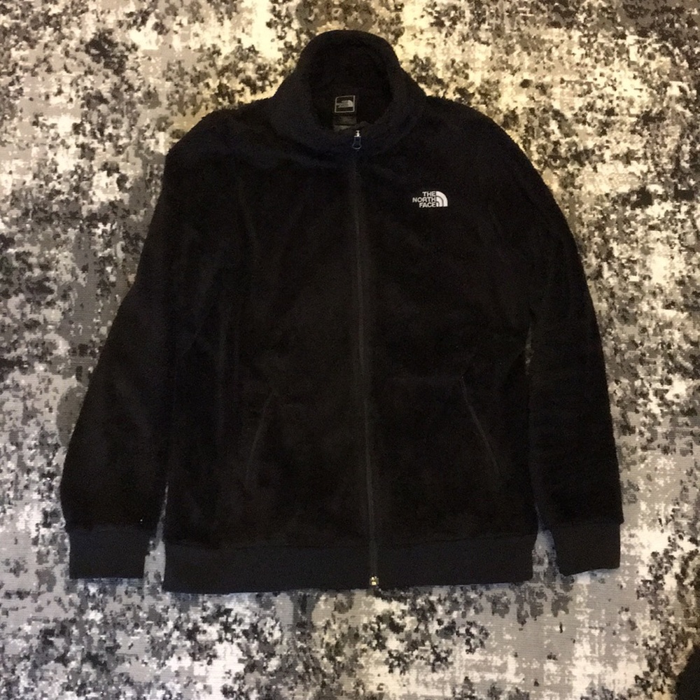 The North Face black furry parka jacket.